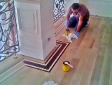 Floor staining wood frame border in Oak Park IL by Whold Floorign and More 773-366-1958 Free Estimates